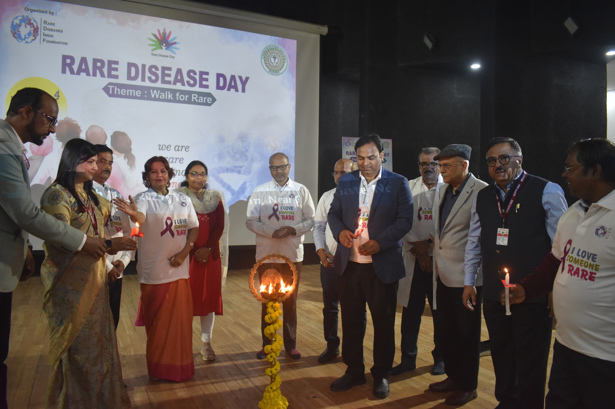 The main banner for the Rare Disease Day event held in Ranchi.
